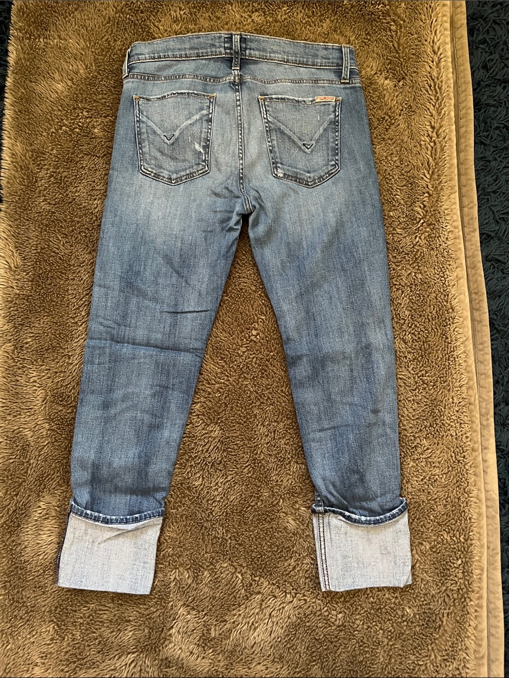 Hudson Jeans Distressed Medium Blue Cuffed Skinny Jeans - Picture 4 of 6